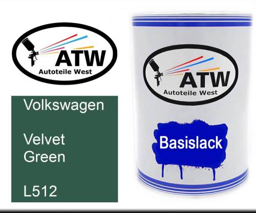 Volkswagen, Velvet Green, L512: 500ml Lackdose, von ATW Autoteile West.